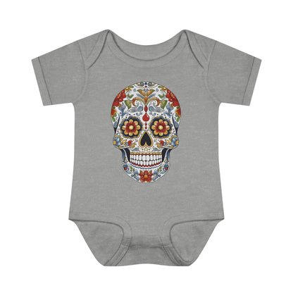 Edgy Baby Fashion- Cool Sugar Skull baby Onesie™ Kids clothes Printify 6M Heather 