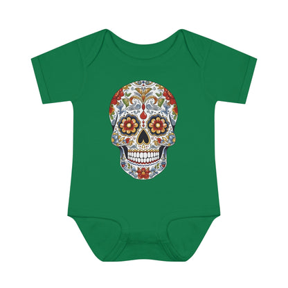 Edgy Baby Fashion- Cool Sugar Skull baby Onesie™ Kids clothes Printify 6M Kelly 