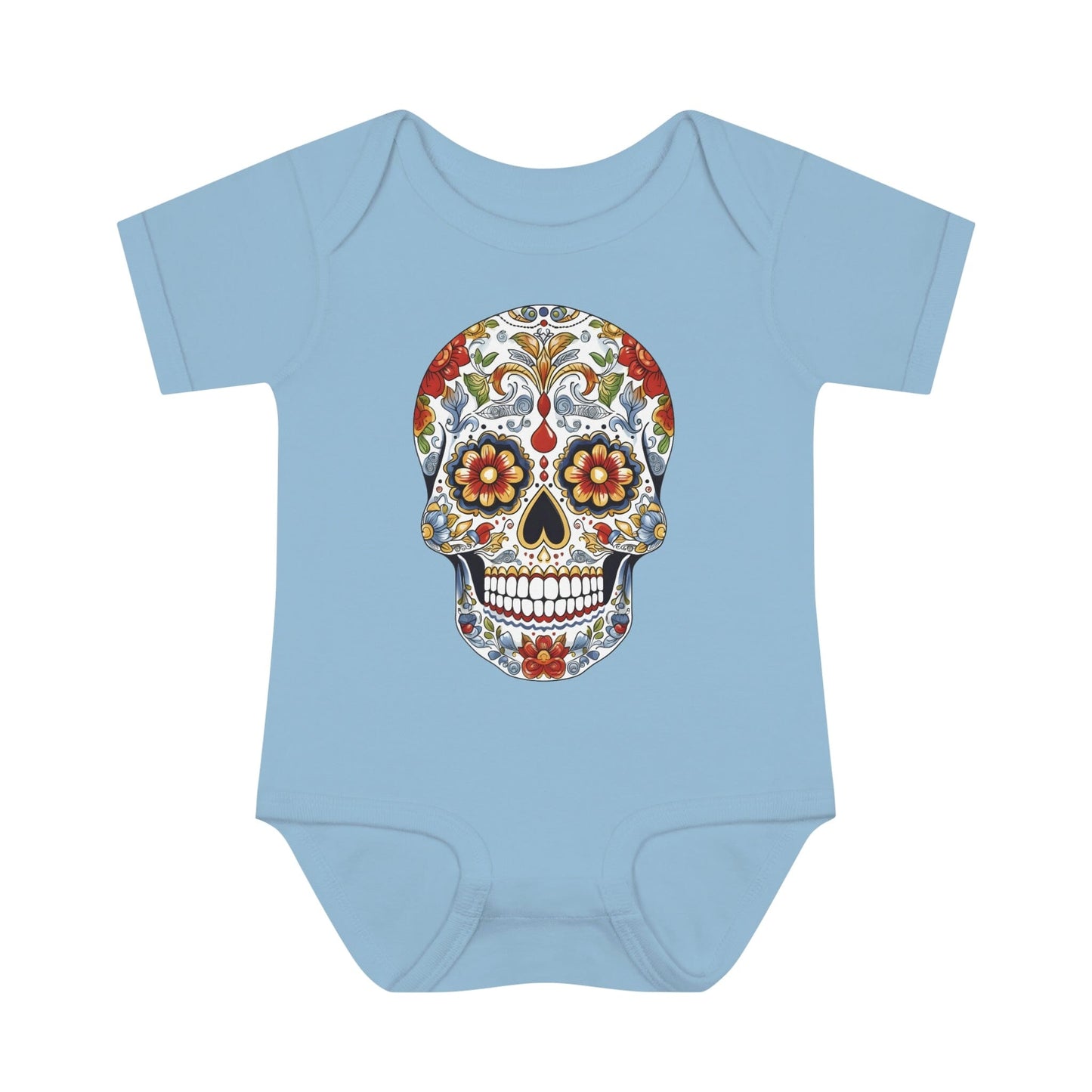 Edgy Baby Fashion- Cool Sugar Skull baby Onesie™ Kids clothes Printify 6M Light Blue 