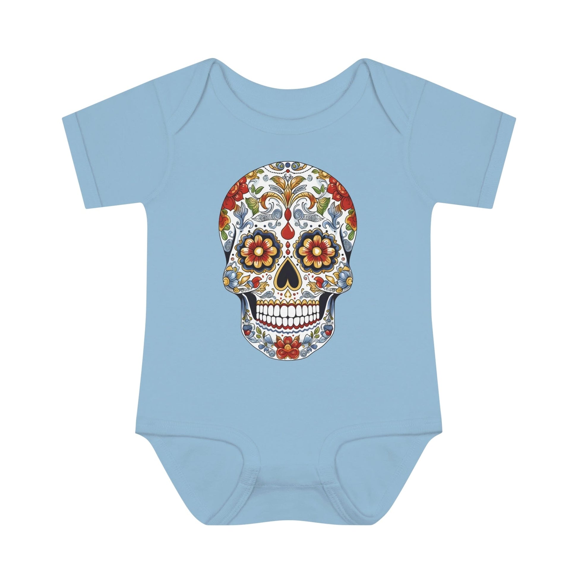 Edgy Baby Fashion- Cool Sugar Skull baby Onesie™ Kids clothes Printify 6M Light Blue 