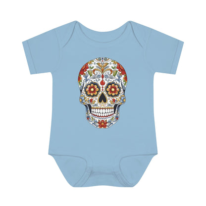 Edgy Baby Fashion- Cool Sugar Skull baby Onesie™ Kids clothes Printify 6M Light Blue 