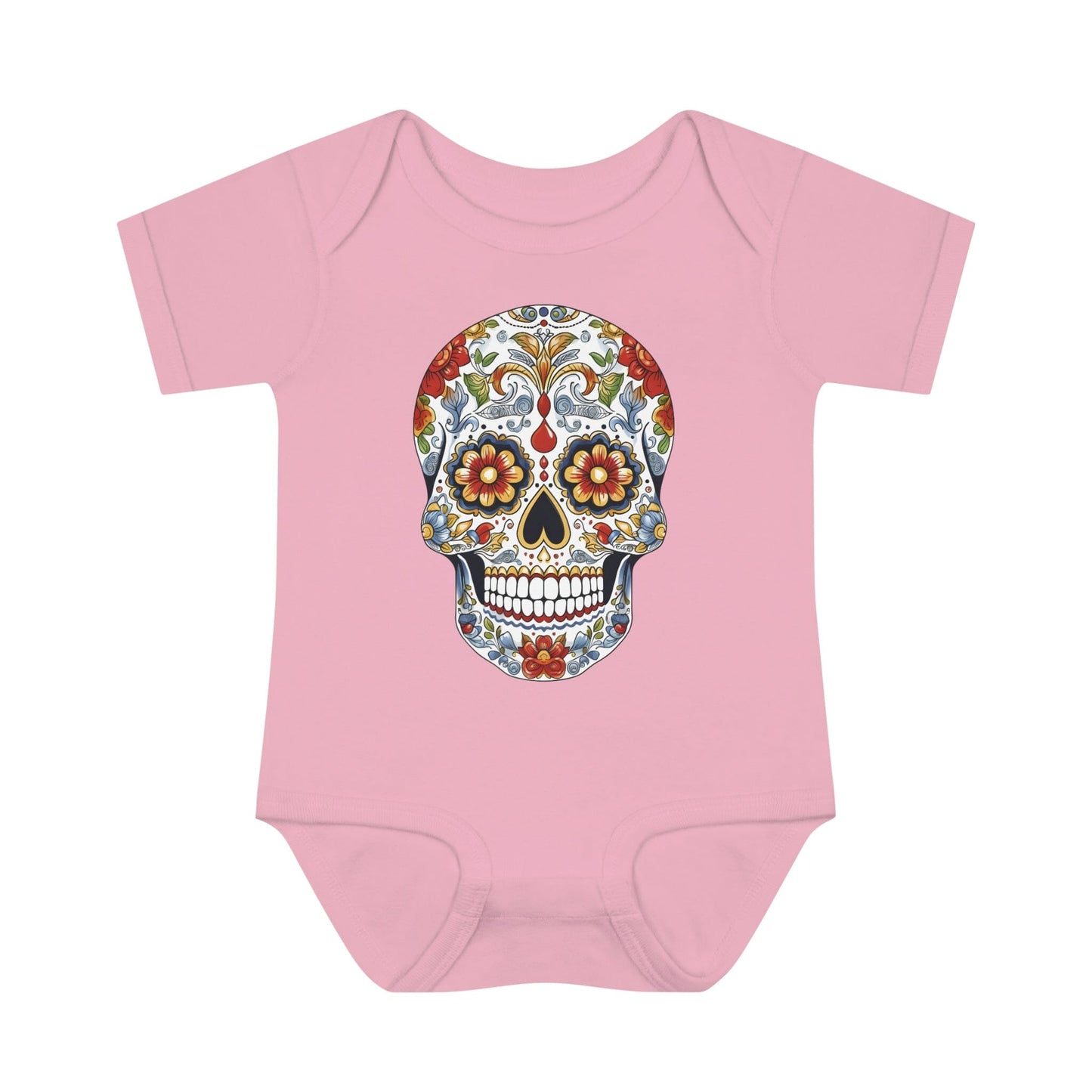 Edgy Baby Fashion- Cool Sugar Skull baby Onesie™ Kids clothes Printify 6M Pink 