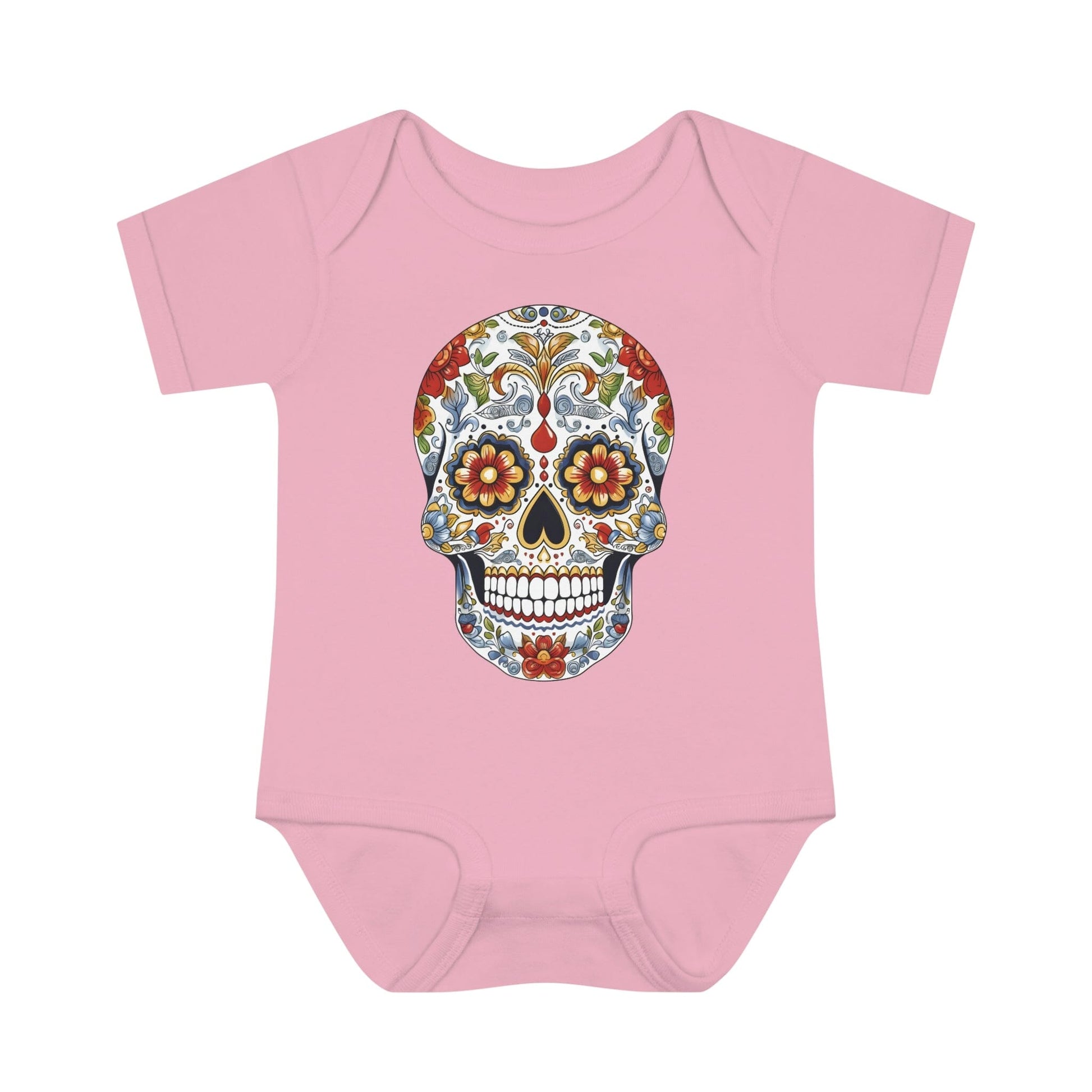 Edgy Baby Fashion- Cool Sugar Skull baby Onesie™ Kids clothes Printify 6M Pink 