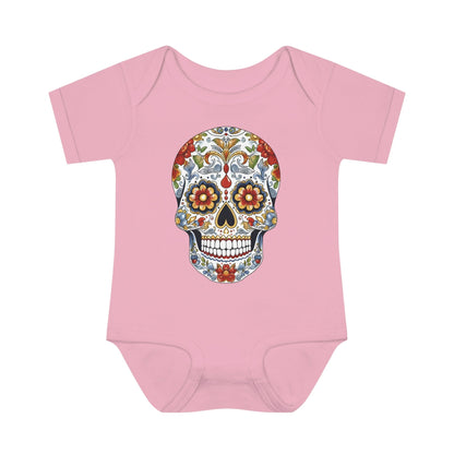 Edgy Baby Fashion- Cool Sugar Skull baby Onesie™ Kids clothes Printify 6M Pink 