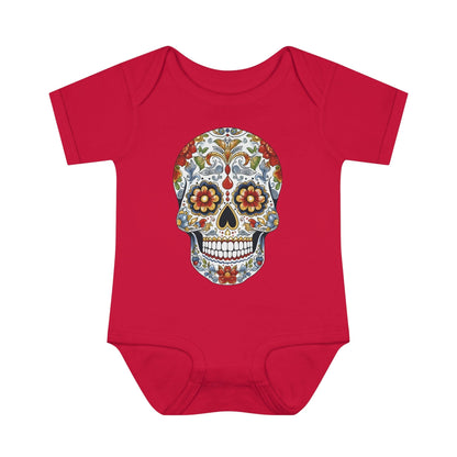 Edgy Baby Fashion- Cool Sugar Skull baby Onesie™ Kids clothes Printify 6M Red 