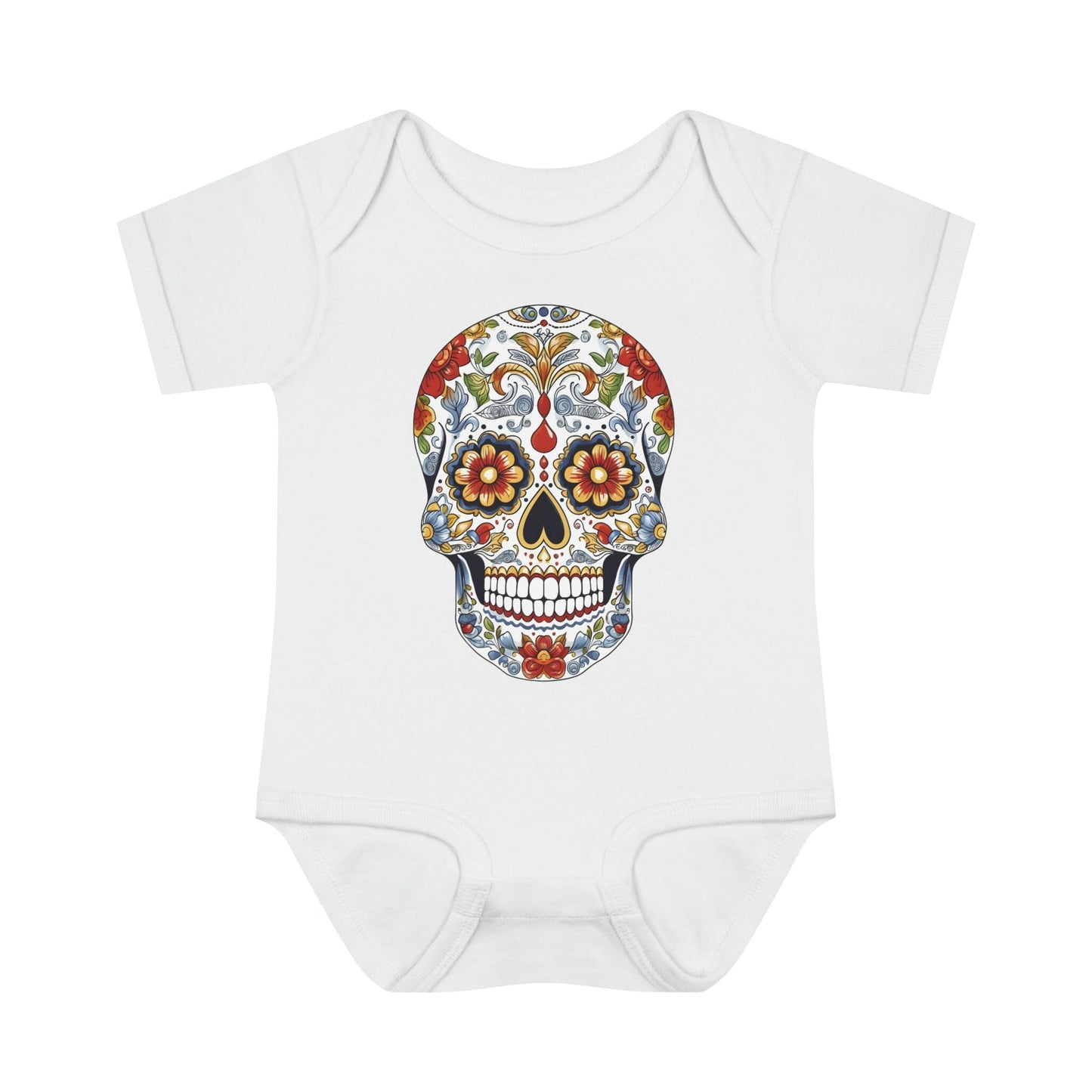 Edgy Baby Fashion- Cool Sugar Skull baby Onesie™ Kids clothes Printify 6M White 