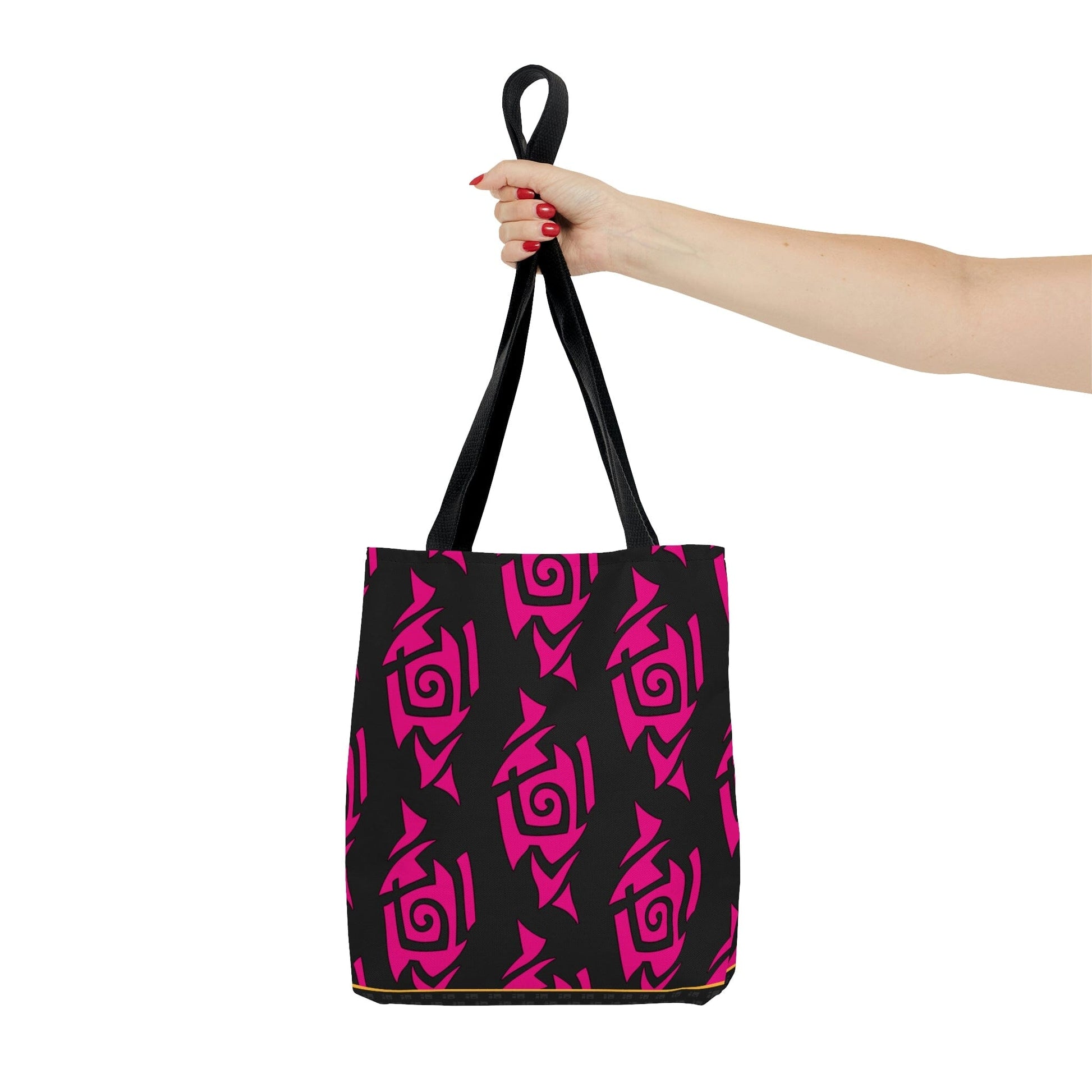 Hot Pink and Black Tribal Pattern Tote Bag Bags Printify 