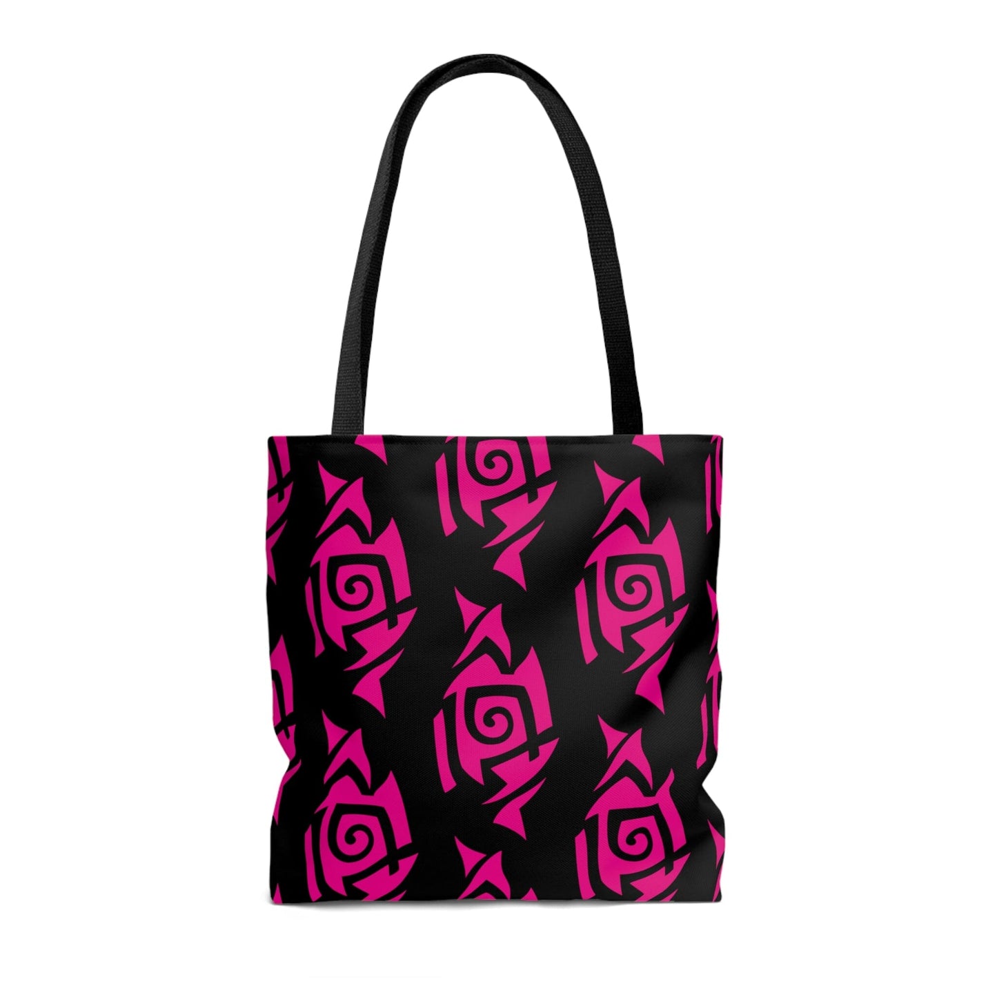 Hot Pink and Black Tribal Pattern Tote Bag Bags Printify 