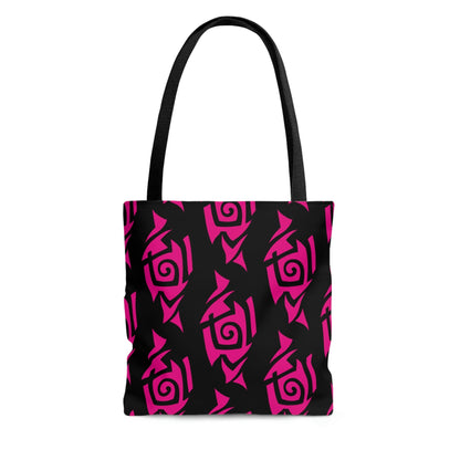 Hot Pink and Black Tribal Pattern Tote Bag Bags Printify Large 