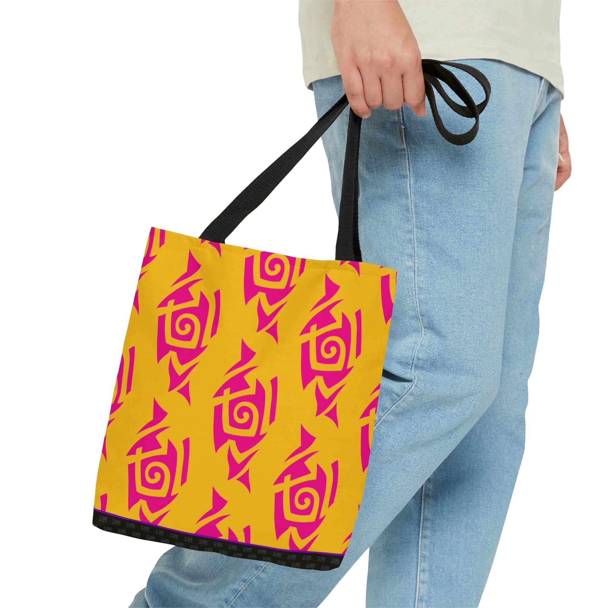 Hot Pink and Gold Tribal Pattern Tote Bag Bags Printify 