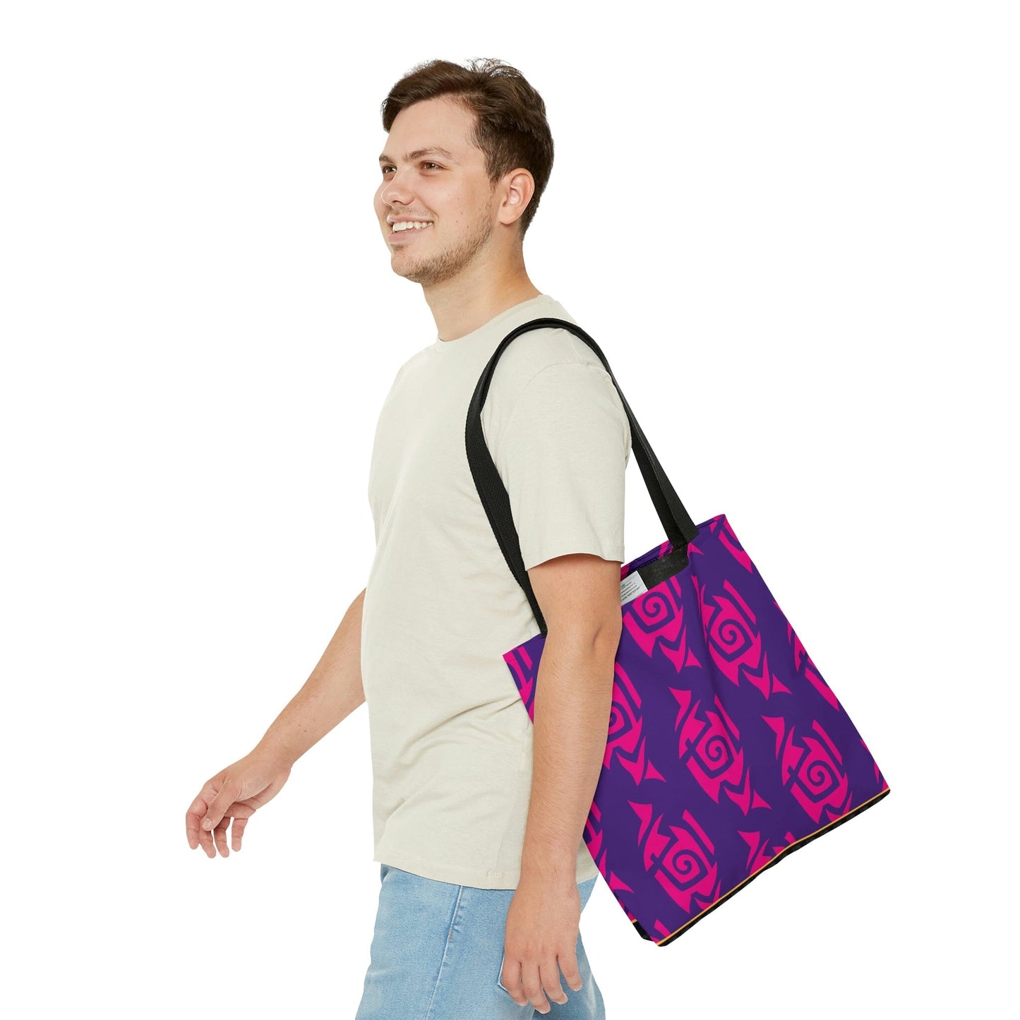 Hot Pink and Purple Tribal Pattern Tote Bag Bags Printify 