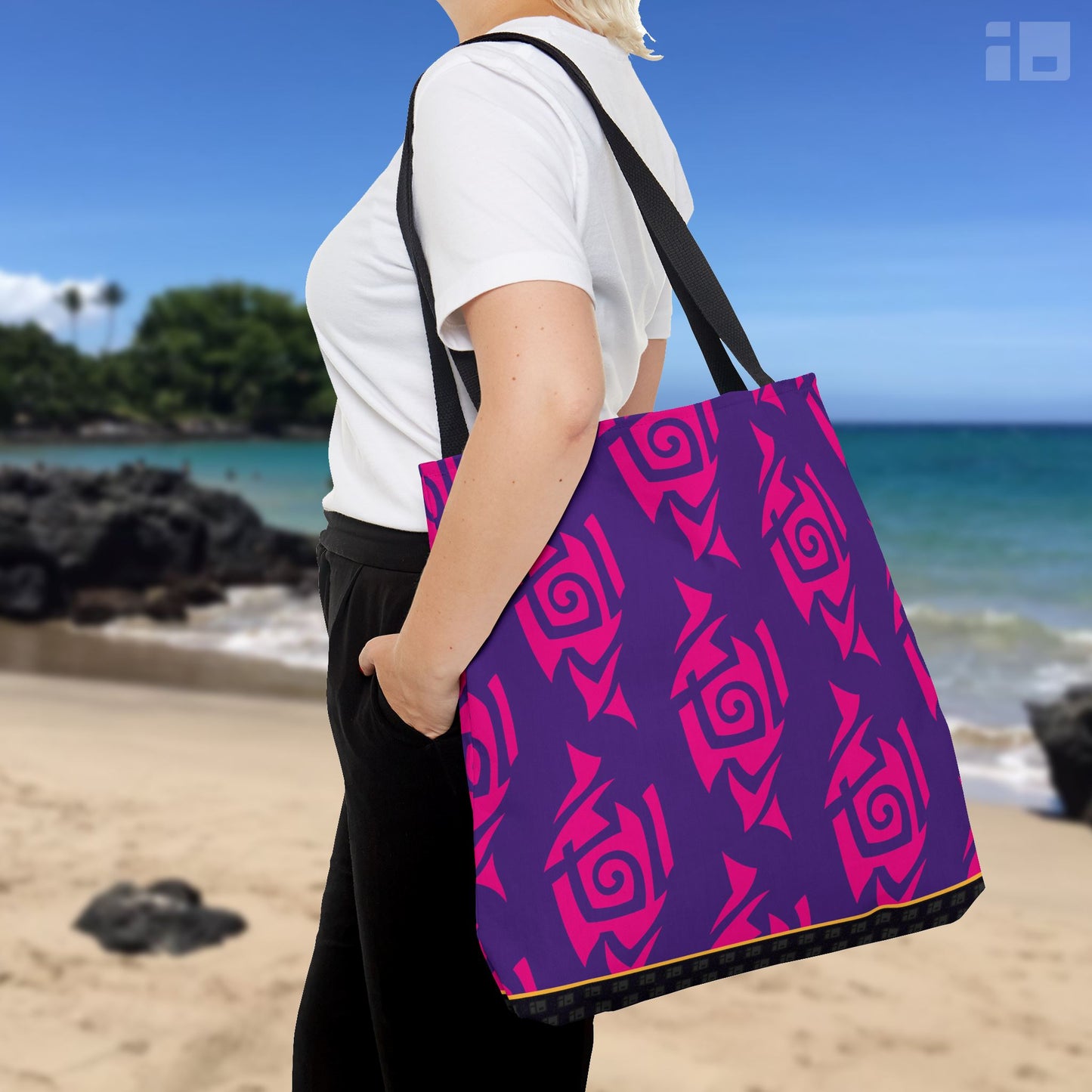 Hot Pink and Purple Tribal Pattern Tote Bag Bags Printify Small 