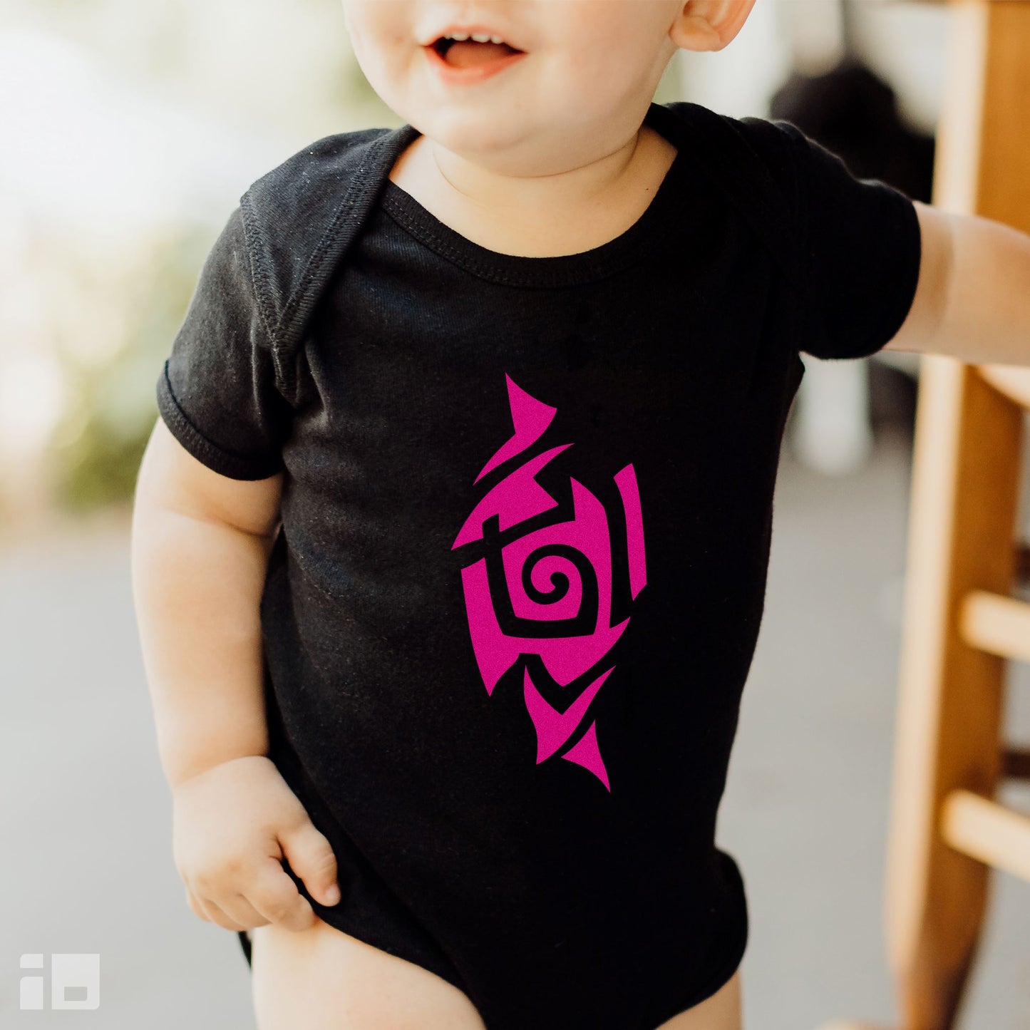 Hot Pink Tribal Tattoo Baby Onesie™ Kids clothes Printify NB (0-3M) Black 