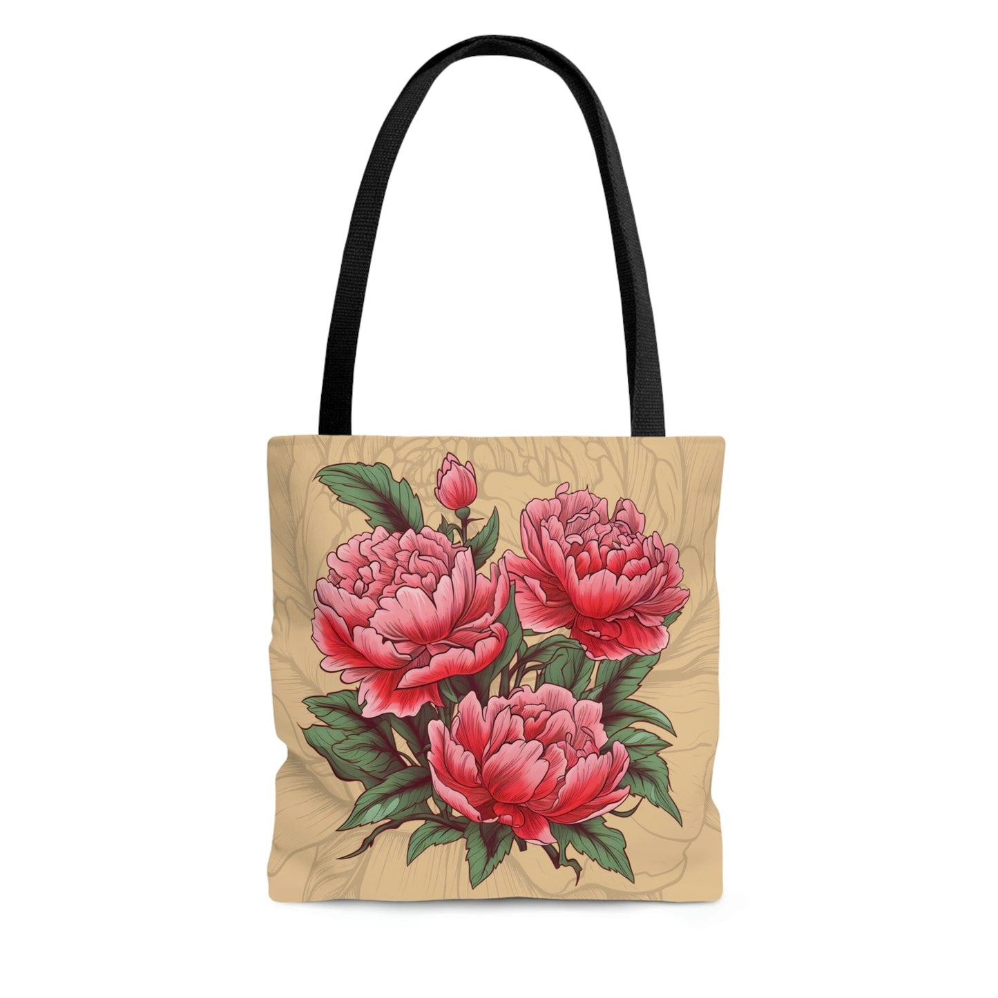 Japanese Style Pink Peonies Design Tote Bag Bags Printify 