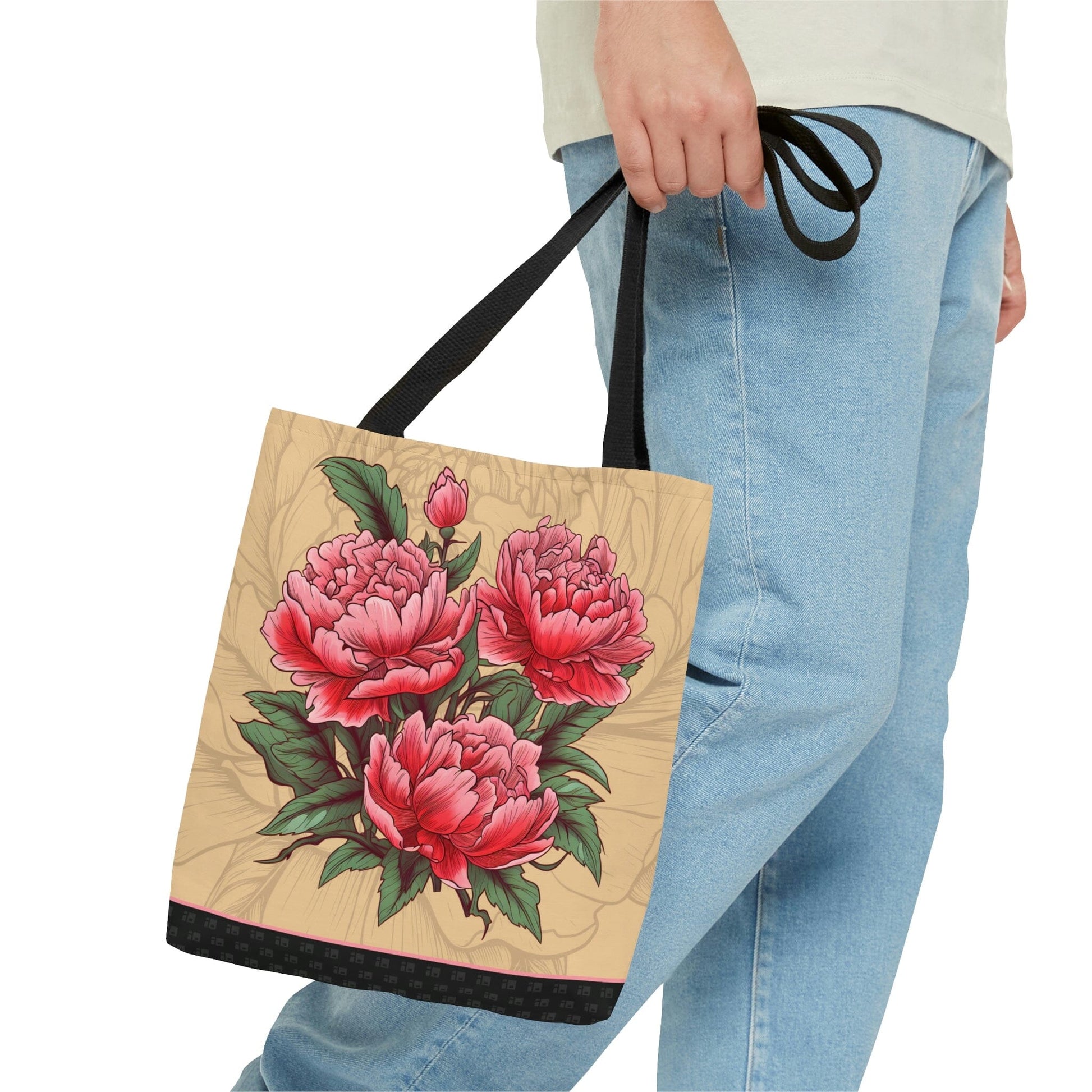 Japanese Style Pink Peonies Design Tote Bag Bags Printify 