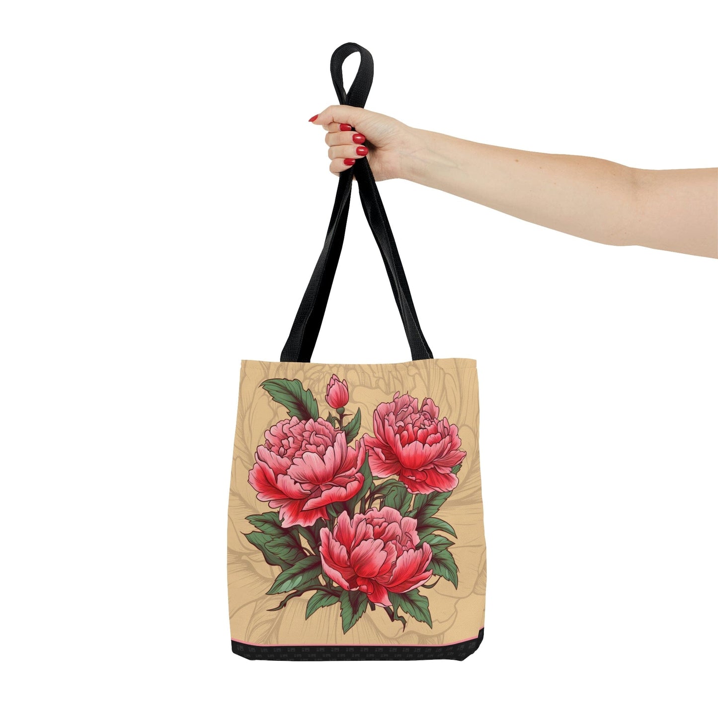 Japanese Style Pink Peonies Design Tote Bag Bags Printify 