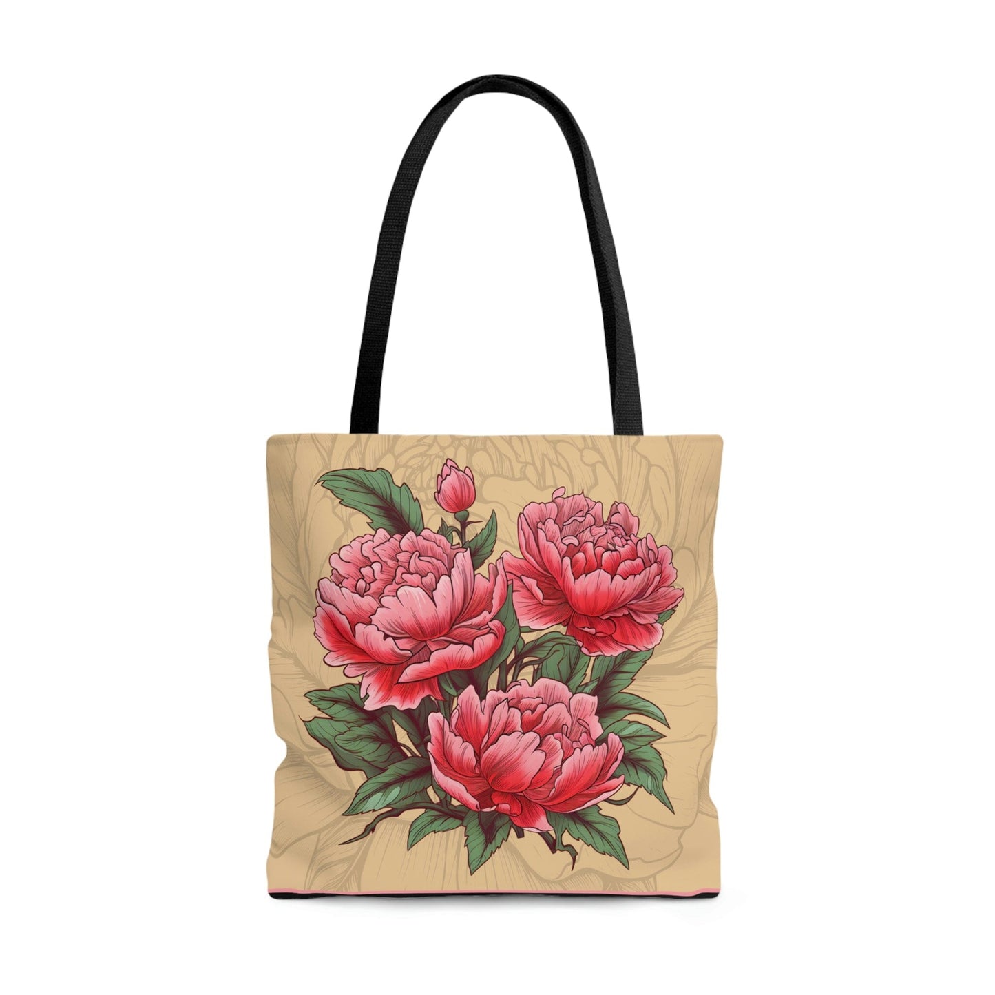 Japanese Style Pink Peonies Design Tote Bag Bags Printify Large 