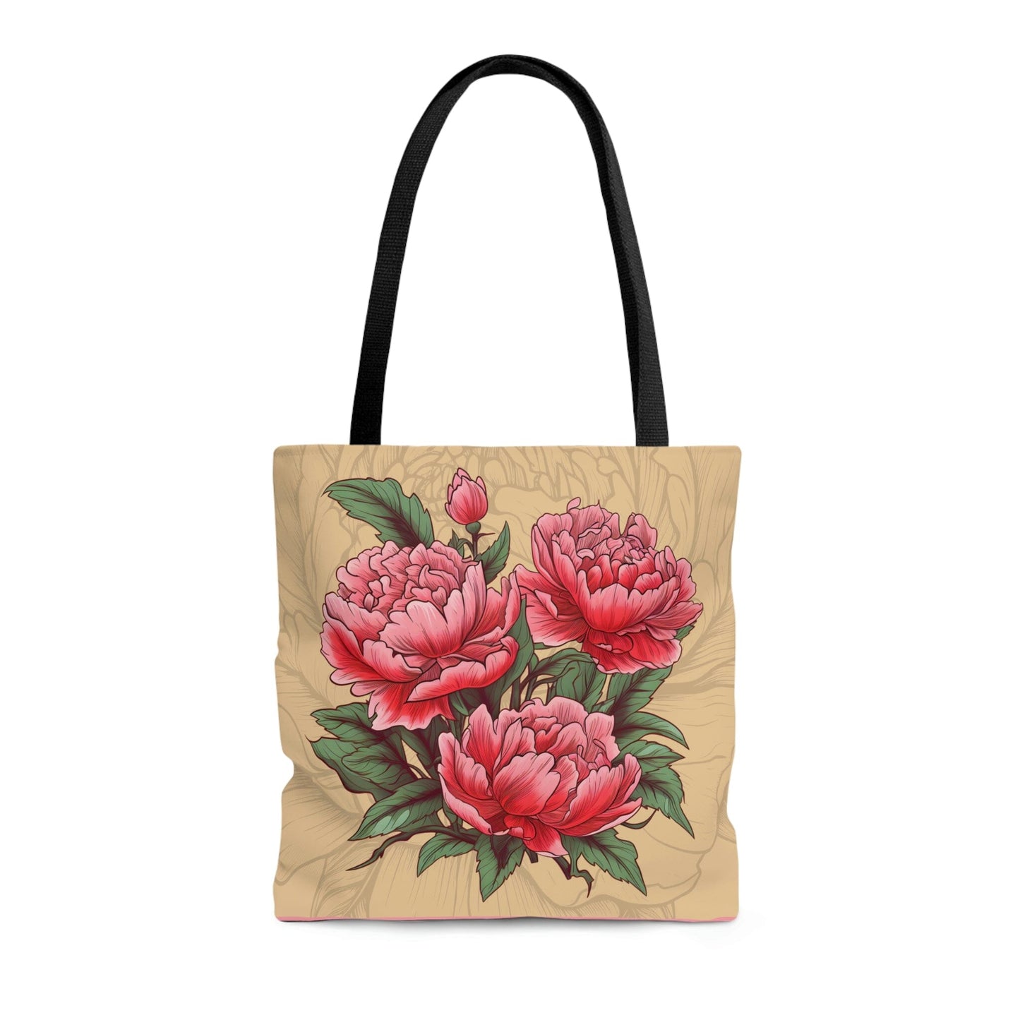 Japanese Style Pink Peonies Design Tote Bag Bags Printify Medium 