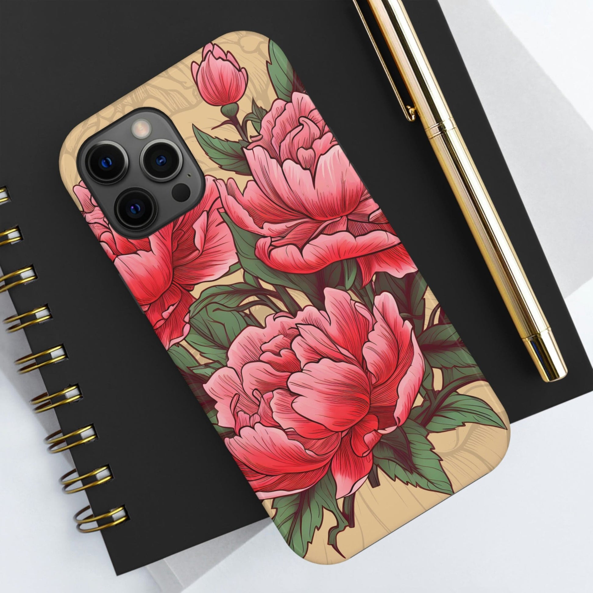 Japanese Style Pink Peony Tough Case for iPhone Phone Case InkedOut 