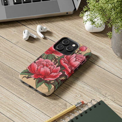 Japanese Style Pink Peony Tough Case for iPhone Phone Case InkedOut 