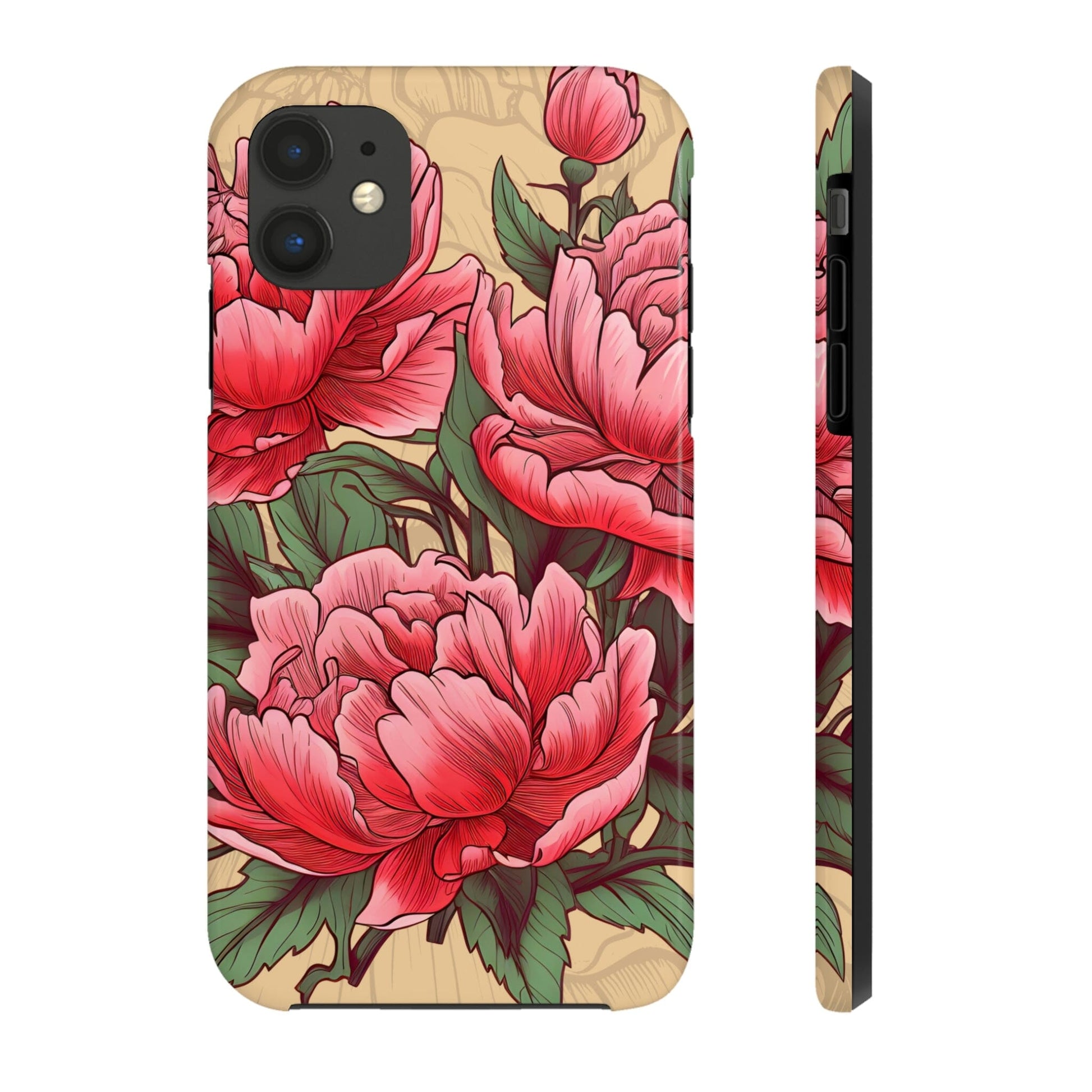 Japanese Style Pink Peony Tough Case for iPhone Phone Case InkedOut iPhone 11 