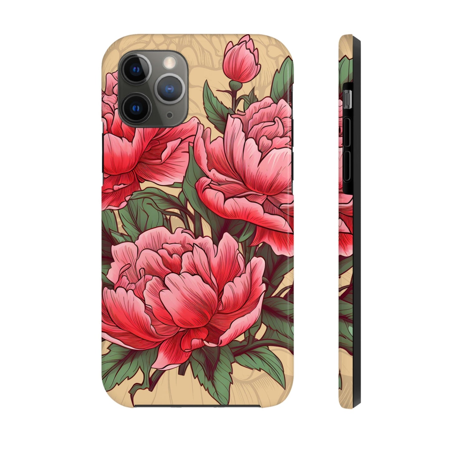 Japanese Style Pink Peony Tough Case for iPhone Phone Case InkedOut iPhone 11 Pro 