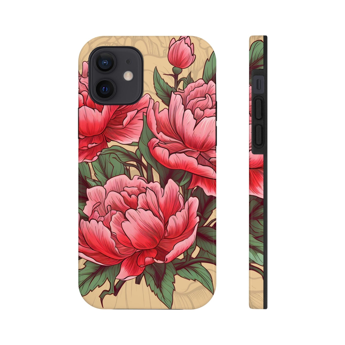 Japanese Style Pink Peony Tough Case for iPhone Phone Case InkedOut iPhone 12 