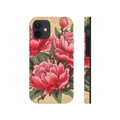 Japanese Style Pink Peony Tough Case for iPhone Phone Case InkedOut iPhone 12 Mini 