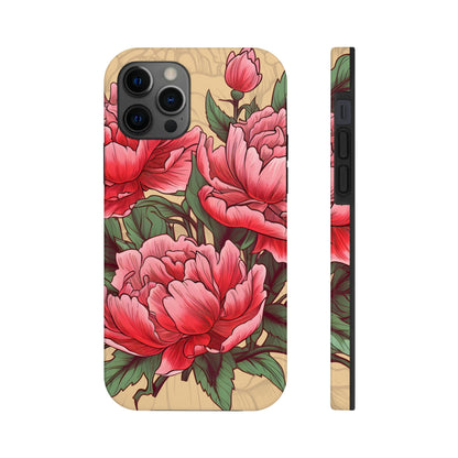 Japanese Style Pink Peony Tough Case for iPhone Phone Case InkedOut iPhone 12 Pro 