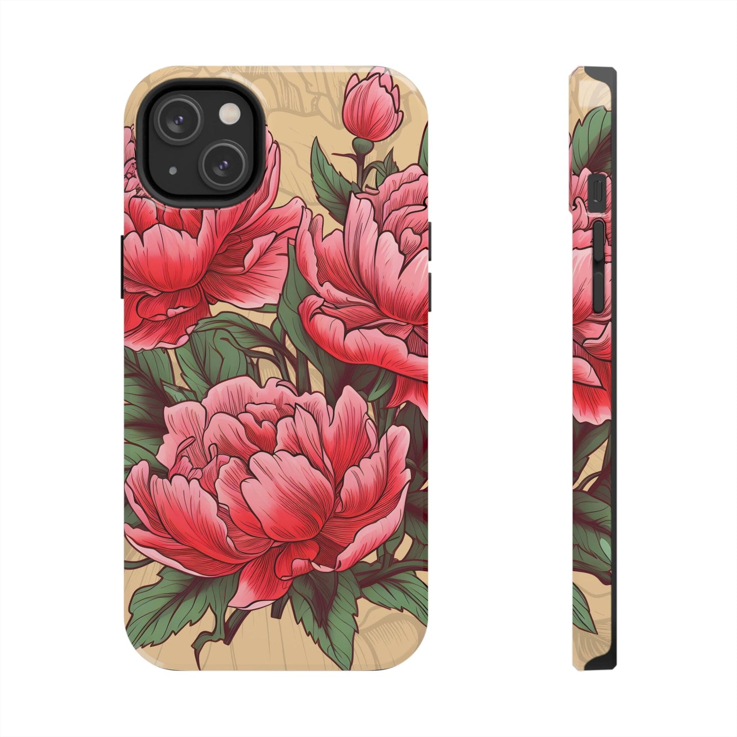 Japanese Style Pink Peony Tough Case for iPhone Phone Case InkedOut iPhone 14 Plus 