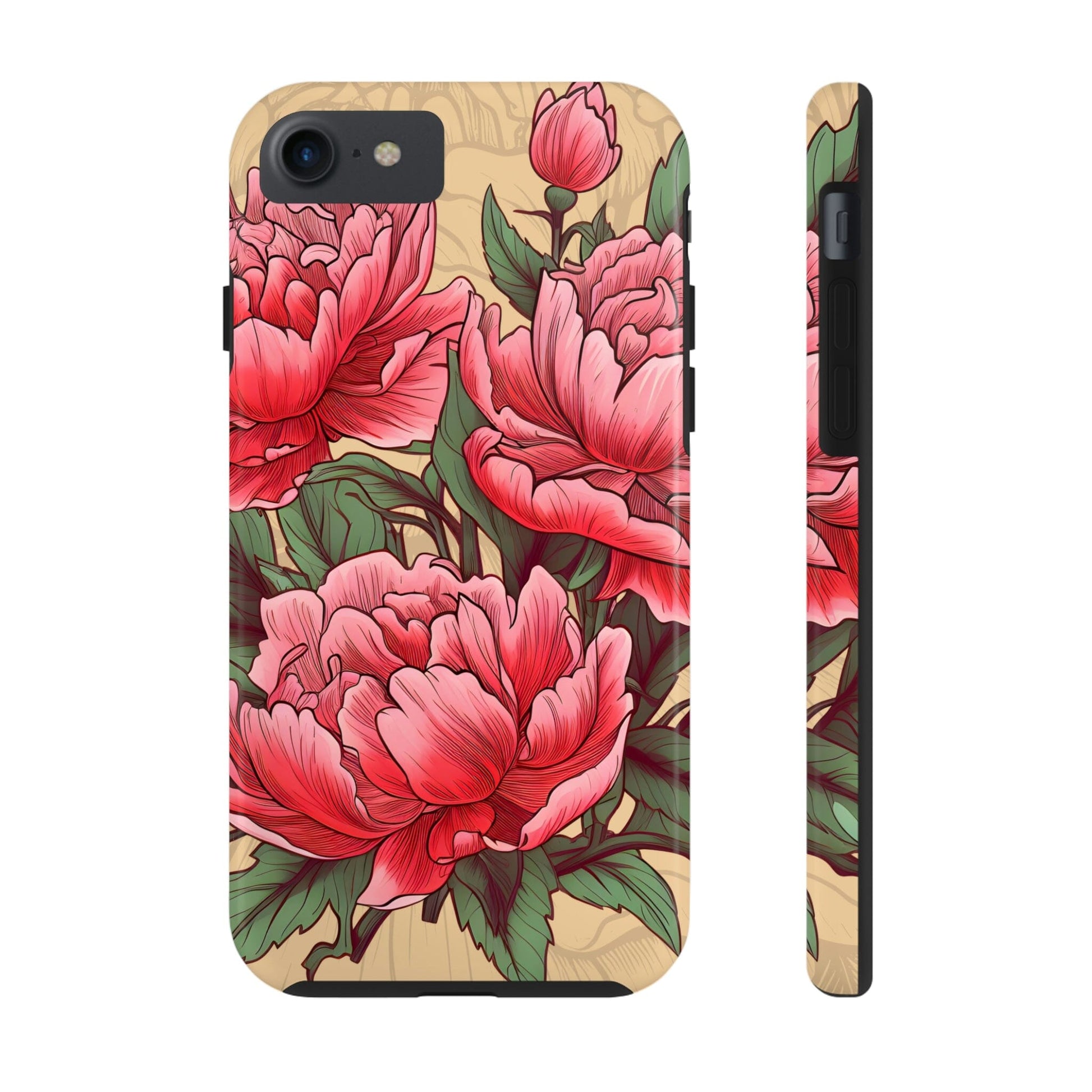 Japanese Style Pink Peony Tough Case for iPhone Phone Case InkedOut iPhone 7, iPhone 8, iPhone SE 