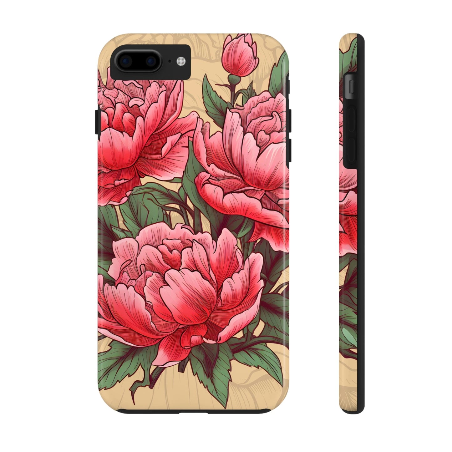 Japanese Style Pink Peony Tough Case for iPhone Phone Case InkedOut iPhone 7 Plus, iPhone 8 Plus 