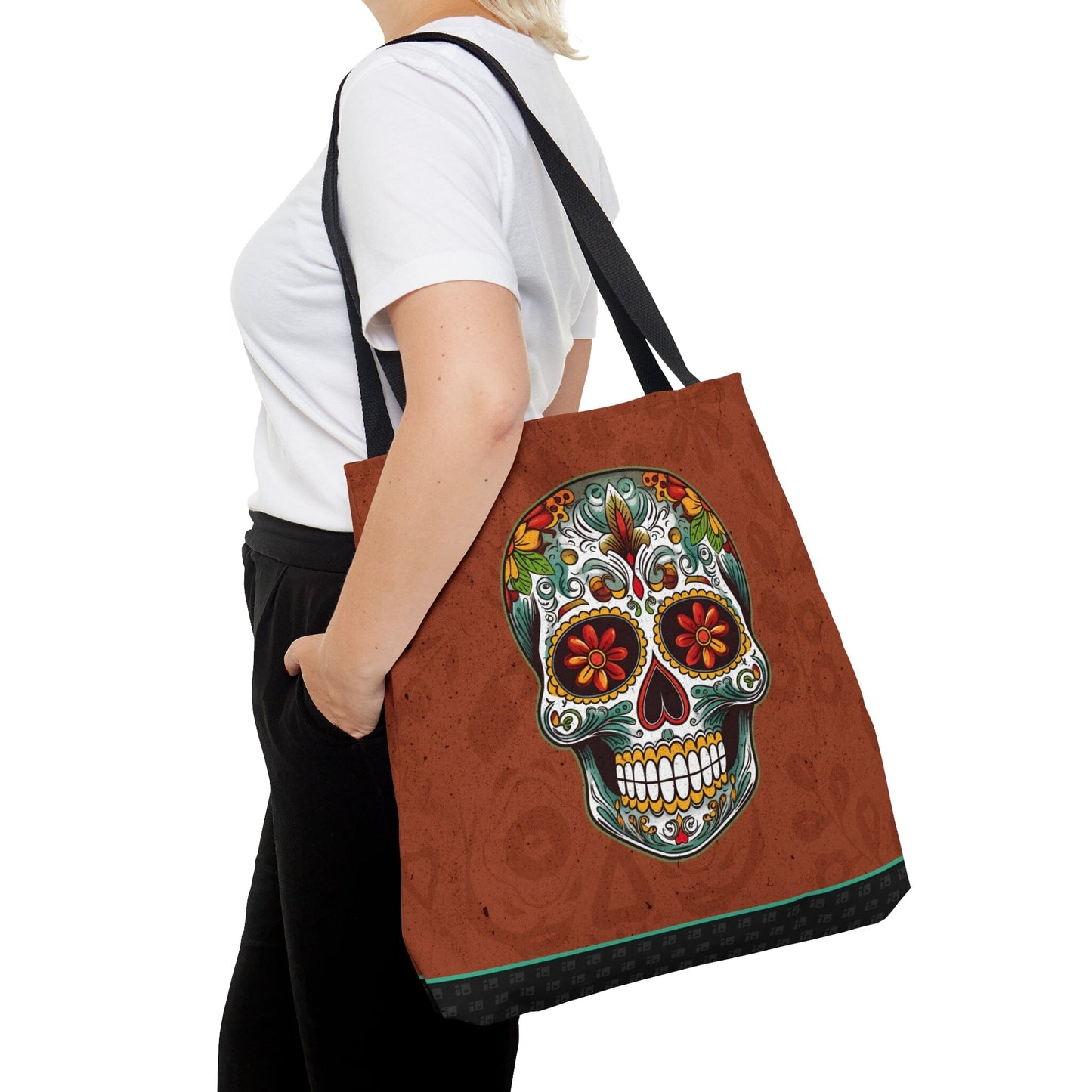 Mexican Sugar Skull Tote Bag - Dia de los Muertos Calavera Inspired Tote Bag Bags InkedOut Large 