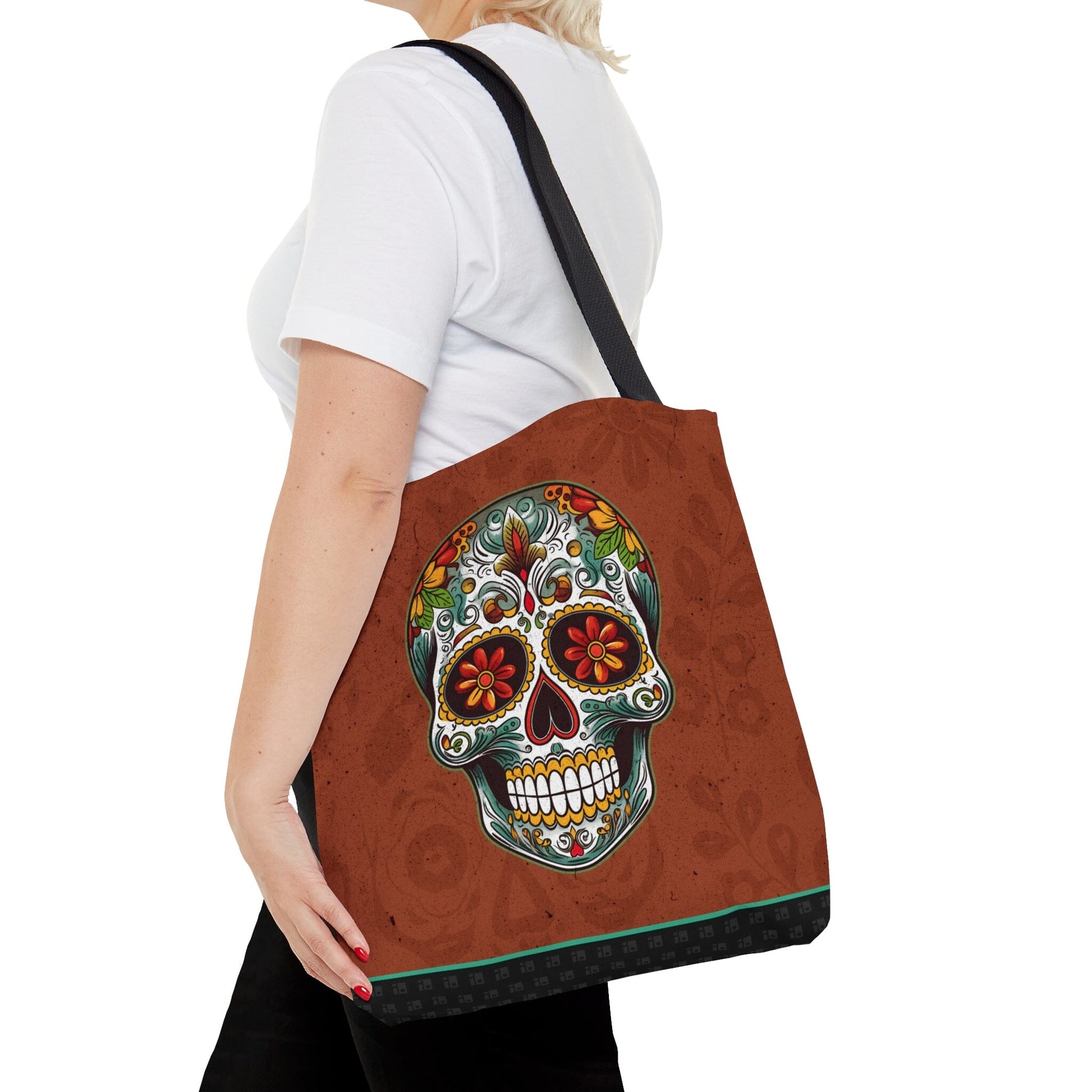 Mexican Sugar Skull Tote Bag - Dia de los Muertos Calavera Inspired Tote Bag Bags InkedOut Medium 