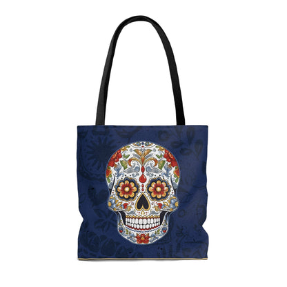 Mexican Sugar Skull Tote Bag - Vibrant, Colorful Day of the Dead Artistic Bag Bags Printify 