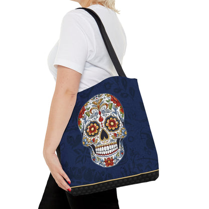 Mexican Sugar Skull Tote Bag - Vibrant, Colorful Day of the Dead Artistic Bag Bags Printify Medium 