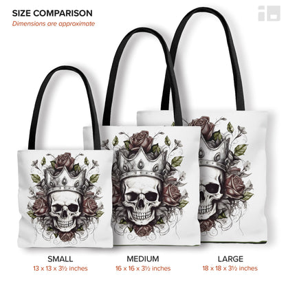 Skull and Roses Tattoo Design Tote Bag Bags Printify 