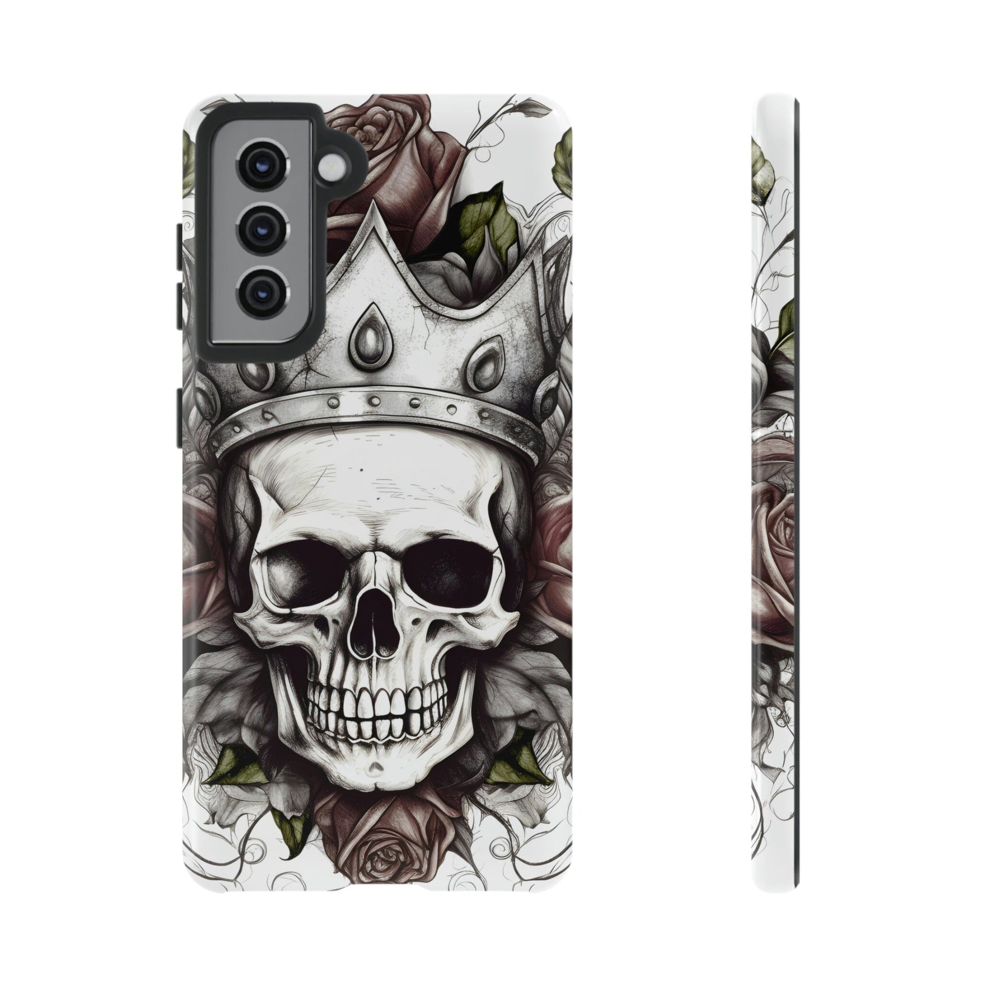 Skull and Roses Tough Case for Samsung Galaxy Phone Case InkedOut Samsung Galaxy S21 Glossy 