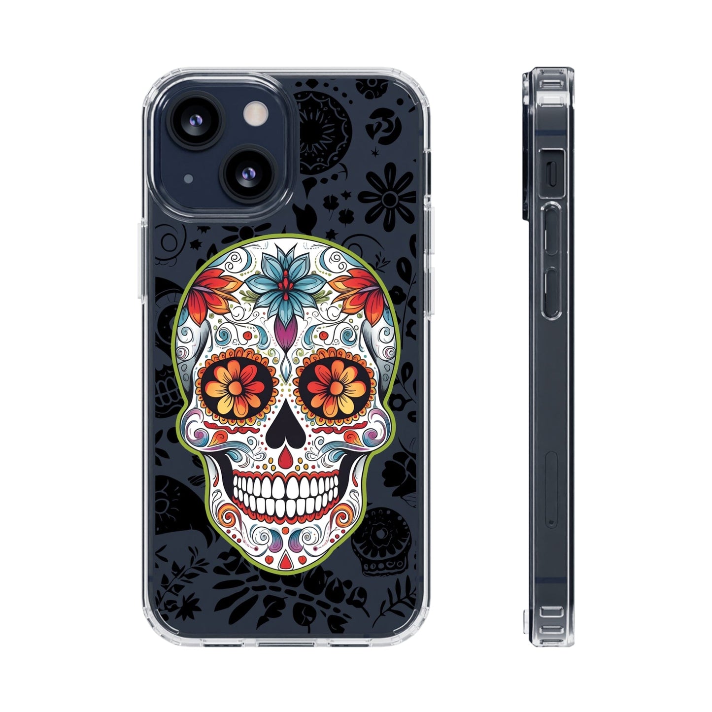 Stylish Sugar Skull Phone Case - Live the Dia de los Muertos Spirit! Phone Case InkedOut iPhone 13 Mini Without gift packaging 