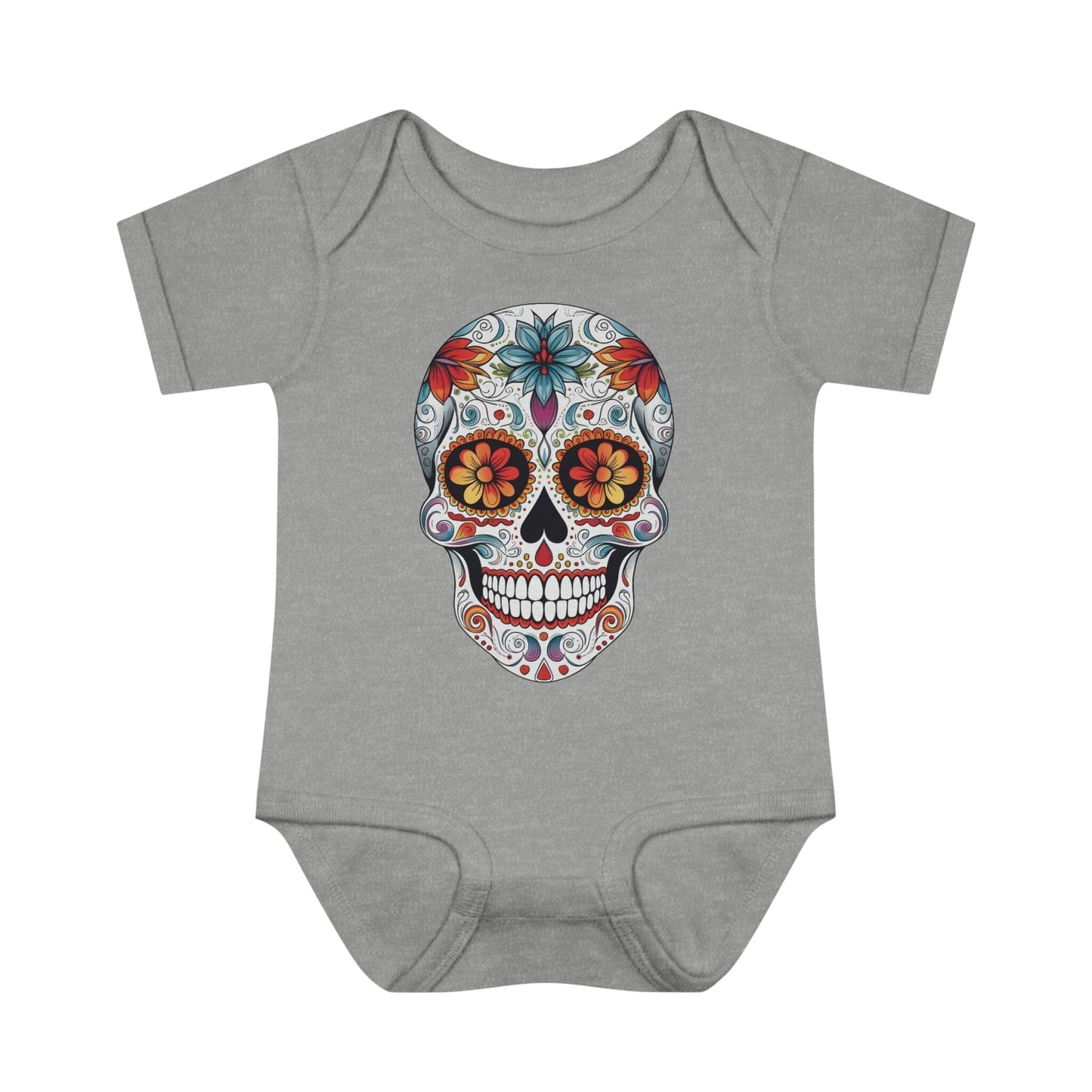 Sugar Skull Baby Onesie™ - Mexican Calavera Kids clothes Printify 6M Heather 