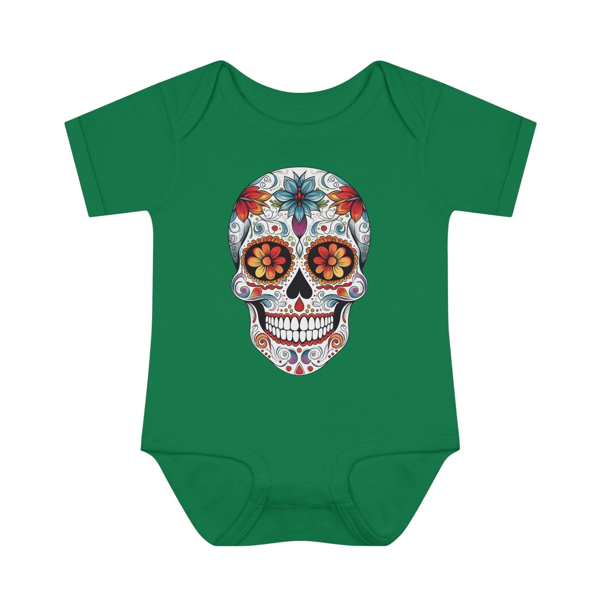 Sugar Skull Baby Onesie™ - Mexican Calavera Kids clothes Printify 6M Kelly 