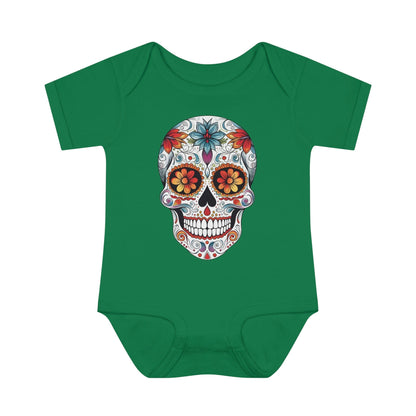 Sugar Skull Baby Onesie™ - Mexican Calavera Kids clothes Printify 6M Kelly 