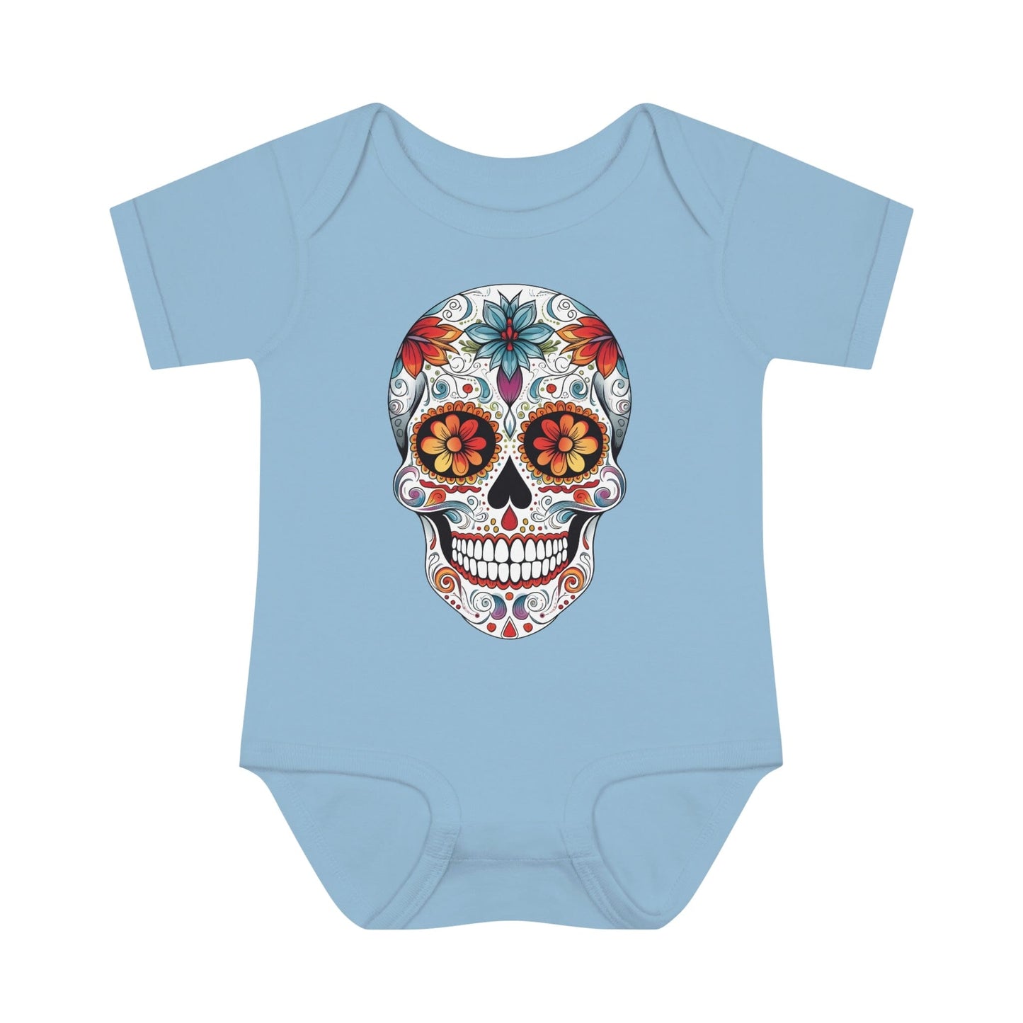 Sugar Skull Baby Onesie™ - Mexican Calavera Kids clothes Printify 6M Light Blue 