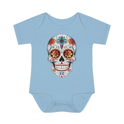 Sugar Skull Baby Onesie™ - Mexican Calavera Kids clothes Printify 6M Light Blue 