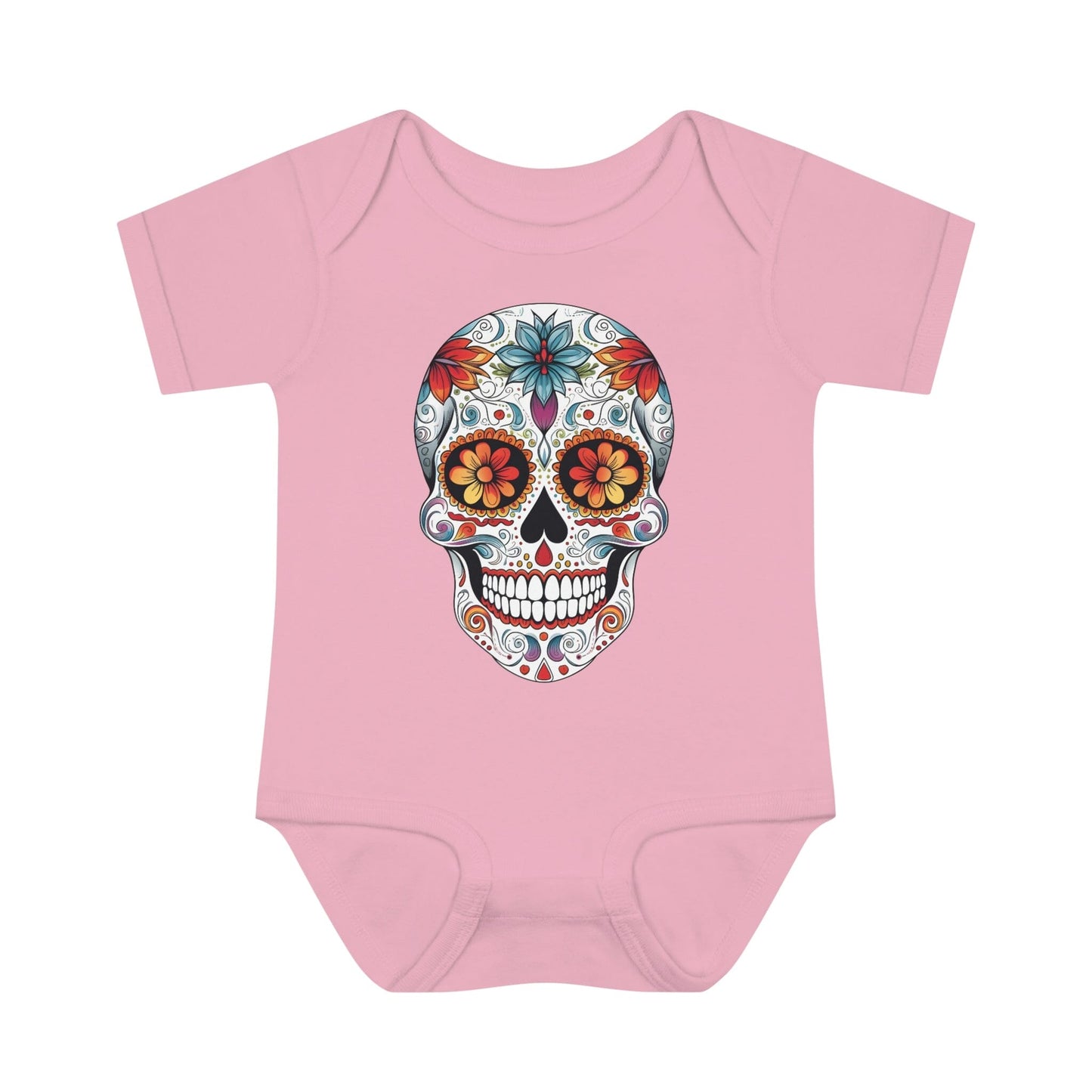 Sugar Skull Baby Onesie™ - Mexican Calavera Kids clothes Printify 6M Pink 