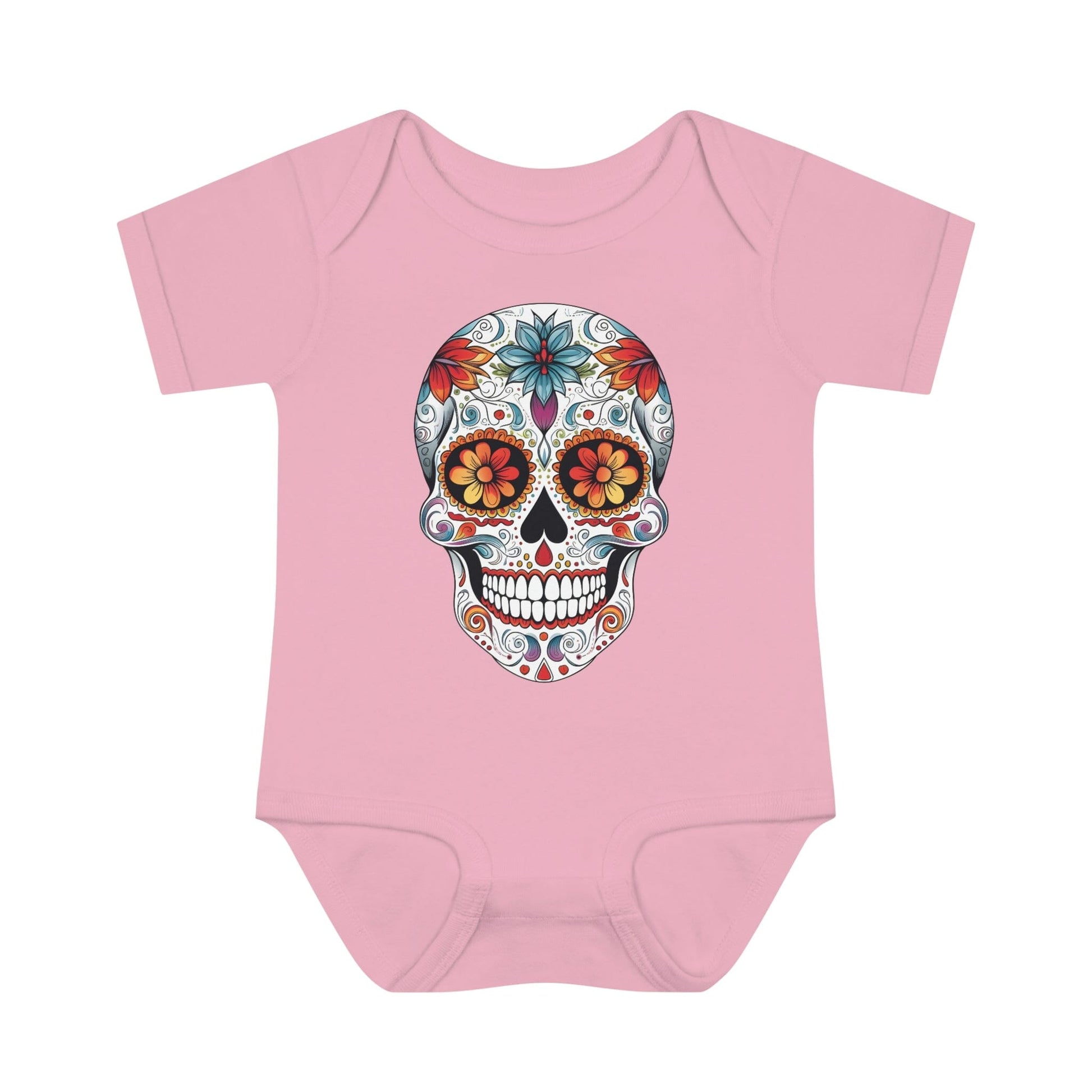 Sugar Skull Baby Onesie™ - Mexican Calavera Kids clothes Printify 6M Pink 