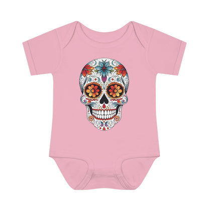 Sugar Skull Baby Onesie™ - Mexican Calavera Kids clothes Printify 6M Pink 