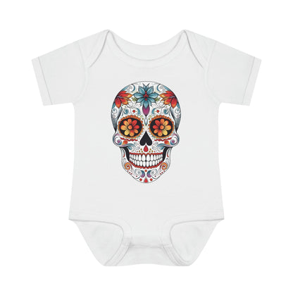 Sugar Skull Baby Onesie™ - Mexican Calavera Kids clothes Printify 6M White 