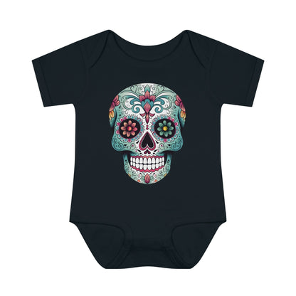 Sugar Skull Baby Onesie™- Unique Tattoo Inspired Baby Apparel Kids clothes Printify 6M Black 