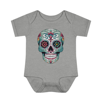 Sugar Skull Baby Onesie™- Unique Tattoo Inspired Baby Apparel Kids clothes Printify 6M Heather 